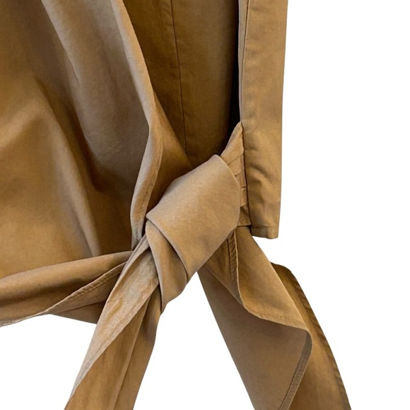 Vince Tan Wrap Blouse Sleeveless Cotton Poplin Wrap Shirt in Dune Size 2 - Picture 3 of 8